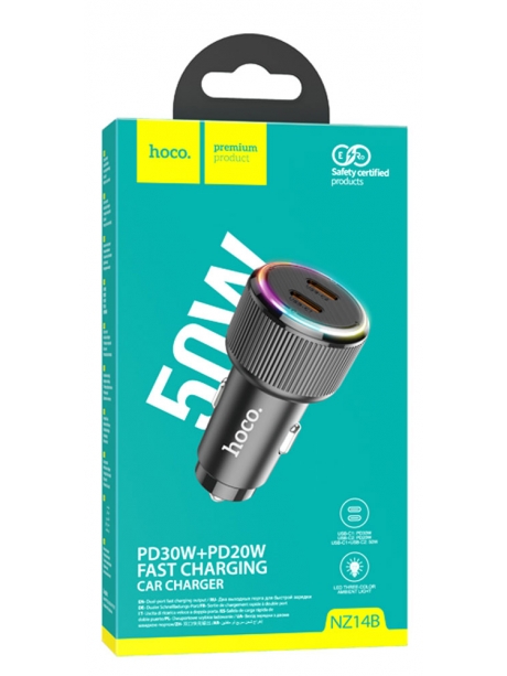 автомобильное зарядное устройство Hoco NZ14B Guerrero PD50W(2C) car charger black