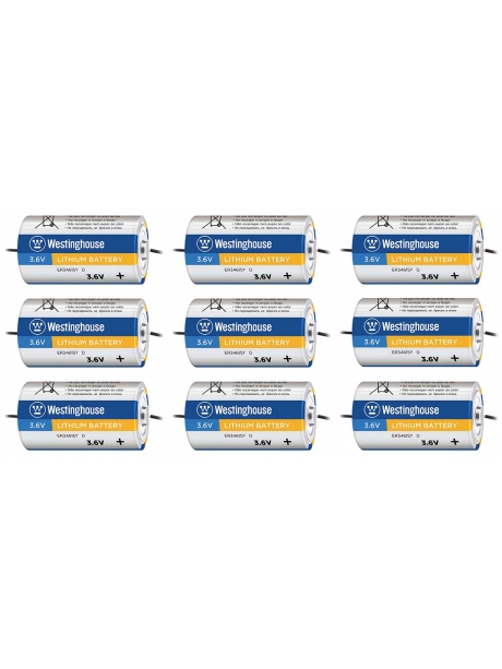 литиевые промышленные батарейки Westinghouse ER 34615Y (D) axial wires 9шт. 