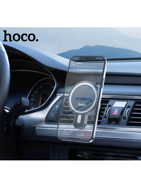 держатель с беспроводной зарядкой MagSafe Hoco CA85 Ultra-fast magnetic wireless charging car holder black
