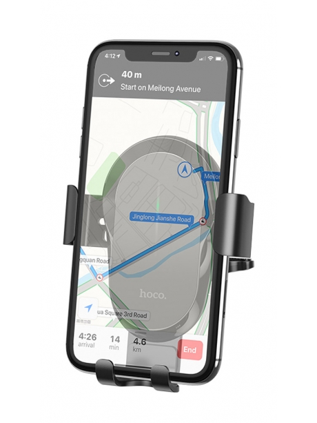 держатель с беспроводной зарядкой Hoco CA105 Guide three-axis linkage wireless charging car holder black