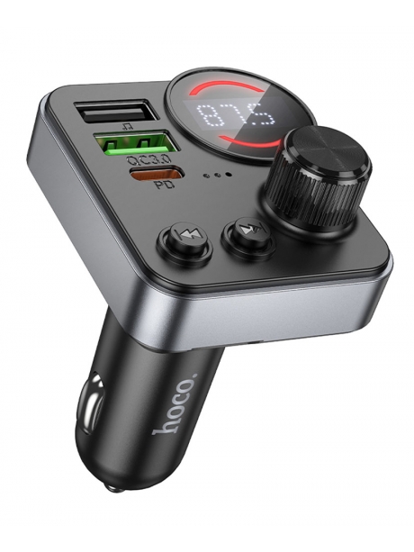 зарядка для телефона в машину с FM трансмиттером Hoco E86 Alegria 48W dual port PD30W+QC3.0 car BT FM transmitter black