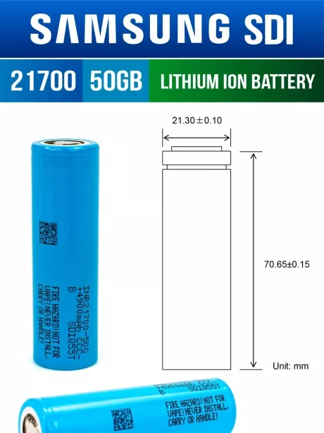 литиевый высокотоковый аккумулятор без защиты Samsung INR21700-50GB 50шт. 