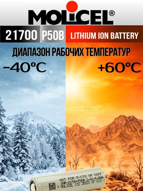 литиевый высокотоковый аккумулятор Molicel INR21700-P50B 10шт. 
