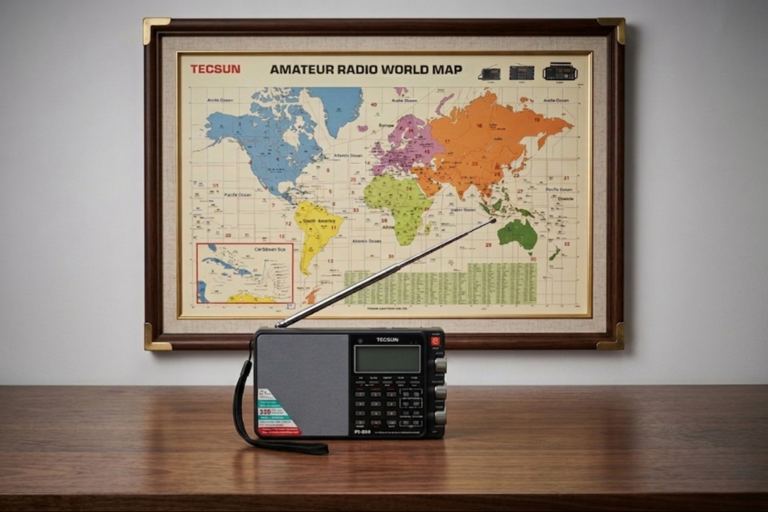Радиоприемник Tecsun  PL-880 black с любительской картой мира