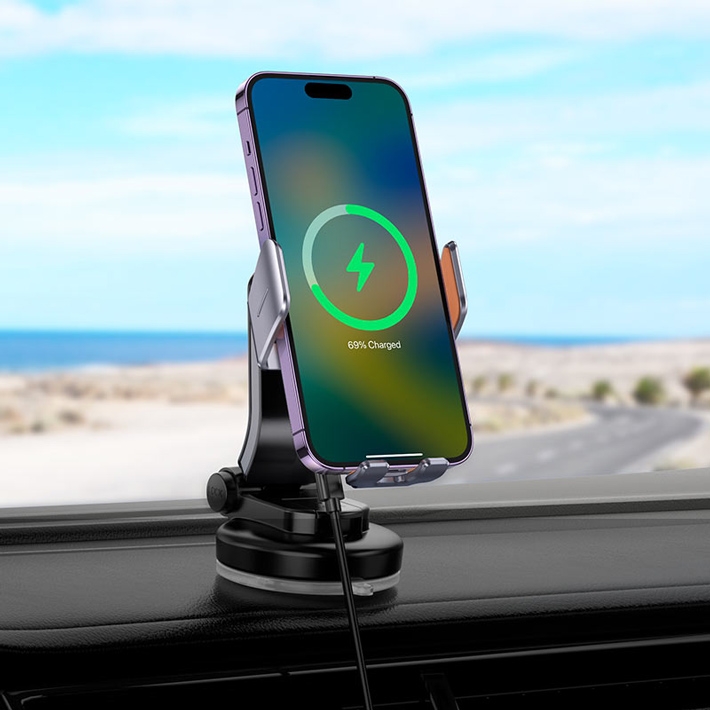 держатель Hoco HW8 Transparent Discovery Edition wireless fast charging holder